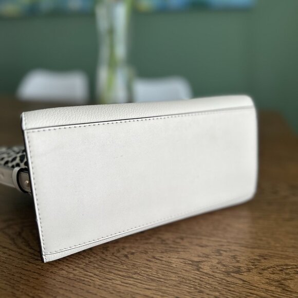 NWT!New! Avril Small Leather and Cheetah Print Calf Hair Satchel -White Cheetah - Picture 7 of 11